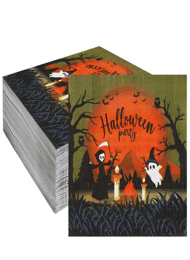 LAOTIDui 100 Pack Halloween Paper Napkins,Ghost Hand Napkin,Halloween Disposable Paper Party Favors,Folded 6.5 x 6.5 Inch,Cocktail Napkins for Dinner Supplies, Kitchen Decorations - Image 1